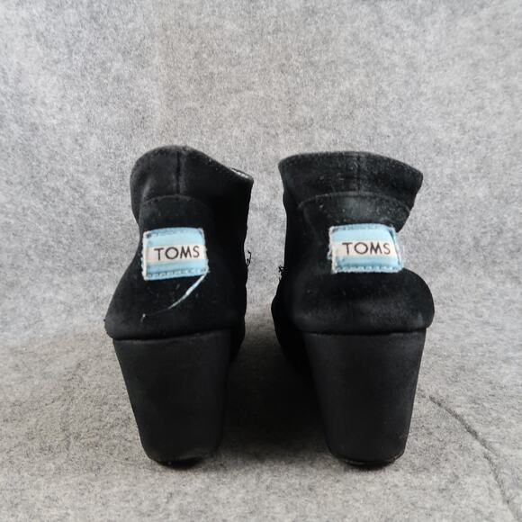 Toms Shoes Womens 6 Desert Booties Wedge Ankle Boot Fashion Casual Suede Black - Picture 5 of 15